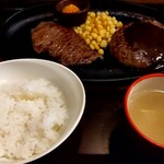 すてーき亭 - コンビS (85g)＆ハンバーグ