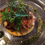 ブラン・ピエール - 前菜：車海老と明石産タコのタブーレ　プロヴァンス風（+300円）。