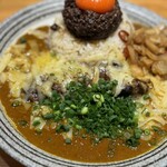 吉田カレー  - 並、甘口、豚小、チーズ、玉ねぎアチャール、年越しぶたじるソバチーズ入り