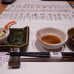 旬菜　 じゅんさい山葵酢と枝豆豆腐