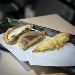 レア天丼 銀座 三よし - ■肉厚椎茸 ¥275 ■ヤングコーン ¥165