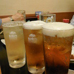 松 - ホッピー（白・黒）真ん中はハーフ＆ハーフ