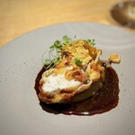 マンサルヴァ - これも傑作ですね！鮟鱇のフリット。
      マヨのようなペーストも、トリュフのソースも、ぷりっとした鮟鱇によく合います♪