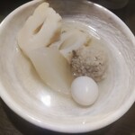 もつ鍋と焼きとんのお店 きじま屋 - お通しのおでん