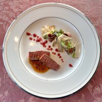 日和庵 - 鴨ホワイトレバーのパルフェと霜降り牛のグリエ 仔羊フィレのロースト