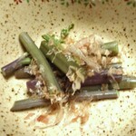 川の家 - 夕食（ワラビのおひたし）