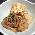 川の家 - 夕食（イノブタ鍋；取り分けました）