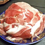 川の家 - 夕食（イノブタ鍋；イノシシ肉）