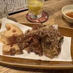 季節料理かたやま - れんこん、舞茸天ぷら