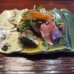 京味 もと井 - メジマグロの炙りサラダ仕立てバルサミコソース