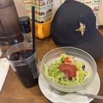 はらっぱ - ランチセットのサラダとアイスコーヒー
