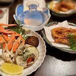 のどぐろ日本海 - セコガニ(内子・外子)・甘えびの唐揚げ・特別純米 七冠馬