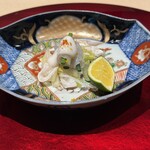 鮨白 - フグ刺し　白子ソース添え