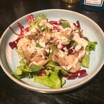 山下食堂 - 海老と木の子のサラダ ゴルゴンゾーラソース