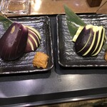 田舎家 旬 - 水茄子スライス（味噌付き）660円×2