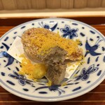 日本料理 かしづき - 虎河豚カマ　あられ揚げ　堀川牛蒡唐揚げ　銀杏　唐墨