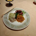 天啓 - 『三品盆』クラゲ、ゆで地鶏、叉焼