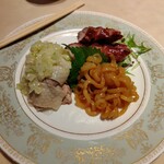 天啓 - 『三品盆』クラゲ、ゆで地鶏、叉焼