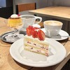 小川珈琲 - 季節のおすすめデザート ( 苺のショートケーキ )、自家製プリン、フラットホワイト、オーガニック ハウスブレンド010 ミディアム♡