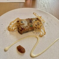 LʼOrangerie 光庵 - 前菜　根菜のテリーヌ　蓮根と里芋
                      豆乳クリーム、たまり醤油に漬けた粒マスタード
