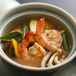 Vegetable soup with capi and shrimp
