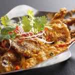 Soft shell crab and coriander curry egg stir-fry Koh Samui style