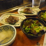 ひな鳥山 - 前菜の「味噌田楽」と「サラダ」