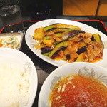 味彩 - ナスと豚肉のピリ辛炒め定食