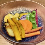 酒菜 原始焼き 竹さき - 季節の無農薬野菜 バーニャフレイダ