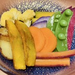 酒菜 原始焼き 竹さき - 季節の無農薬野菜 バーニャフレイダ