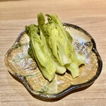 酒菜 原始焼き 竹さき - 菜の花 白キムチ