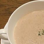 鉄板料理 かわむら - 栗のポタージュ！美味しいです。