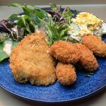 家庭料理 小川 - あじ・かきフライ盛