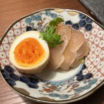 銀座鳥真 - いんかのポテトサラダ、鶏の生ハム載せ