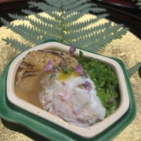 徳うち山 - ほたて、菜の花、たらばガニ、の金柑ソース