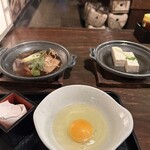 信州長屋酒場 - お通し　湯豆腐とすき焼き　