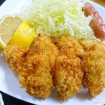 食堂 色川 - 2024年2月　定食のカキフライ4個+カキフライミニ3個