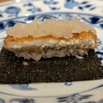 ニシムラ鮨TAKA - 煮穴子かと思いきや、なんと揚げられててべったら漬とまあ合うんだ