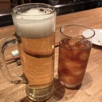 紺青 - アサヒスーパードライ生
                                ダーク・ウーロンハイ（自家製ほうじ茶の酒＋ウーロン茶）