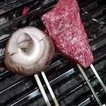 九つ井 本店 - お肉料理は『炭焼ステーキ（黒毛和牛＆肉厚どんこ）』