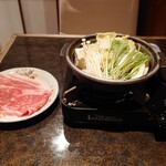 282221455 - すき焼きのお鍋とお肉