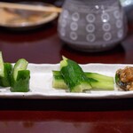 比内地鶏本格焼酎 海舟 - 2025.1 もろきゅう（320円）