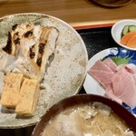 しんのすけ - 甘鯛塩焼き、刺身(三種盛り)