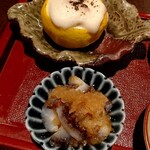 一徹 - 牡蠣と鱈の白子ムース、ナマコ酢