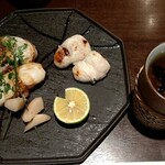 一徹 - 焼き河豚と白子　ヒレ酒