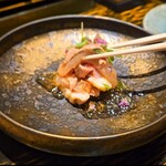 銀座焼とり 京丹波 - 白レバーと昆布締めのムネともものたたき