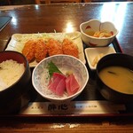 醉心酒蔵 - カキフライ定食小刺身付き