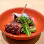 鮨 つきうだ - 煮蛸 磯つぶ貝 菜の花のお浸し