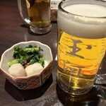 旬菜炭焼 玉河 - ビールはサントリーのトリプル生