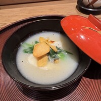 京味 もと井 - 真鯛とお餅　九条ネギ　揚げたクワイ